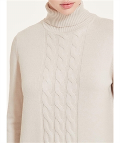 Ragno Maglia dolcevita con trecce in calda EcoViscosa Art. DA95MV Avorio