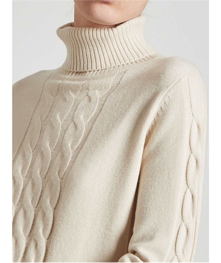 Ragno Maglia dolcevita con trecce in calda EcoViscosa Art. DA95MV Avorio