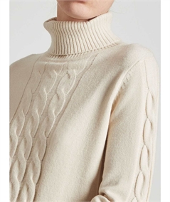 Ragno Maglia dolcevita con trecce in calda EcoViscosa Art. DA95MV Avorio
