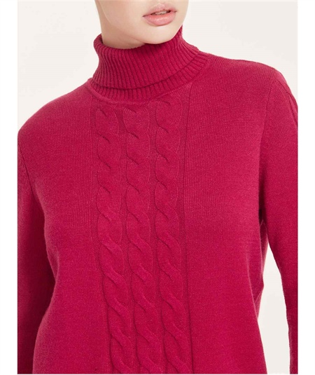 Ragno Maglia dolcevita con trecce in calda EcoViscosa Art. DA95MV Fragola