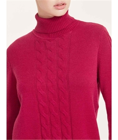 Ragno Maglia dolcevita con trecce in calda EcoViscosa Art. DA95MV Fragola