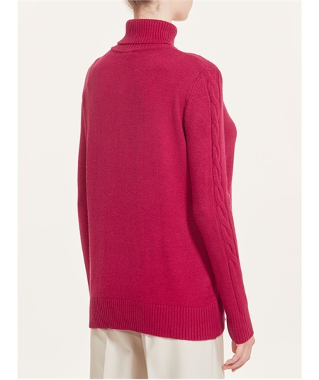Ragno Maglia dolcevita con trecce in calda EcoViscosa Art. DA95MV Fragola