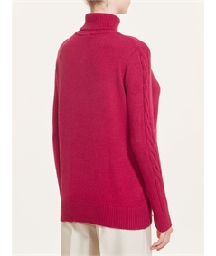Ragno Maglia dolcevita con trecce in calda EcoViscosa Art. DA95MV Fragola