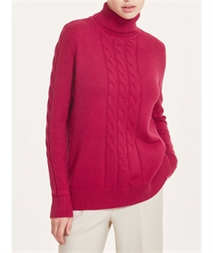 Ragno Maglia dolcevita con trecce in calda EcoViscosa Art. DA95MV Fragola