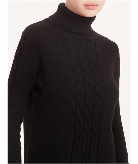 Ragno Maglia dolcevita con trecce in calda EcoViscosa Art. DA95MV Nero