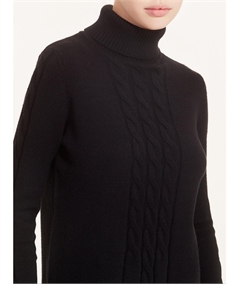 Ragno Maglia dolcevita con trecce in calda EcoViscosa Art. DA95MV Nero