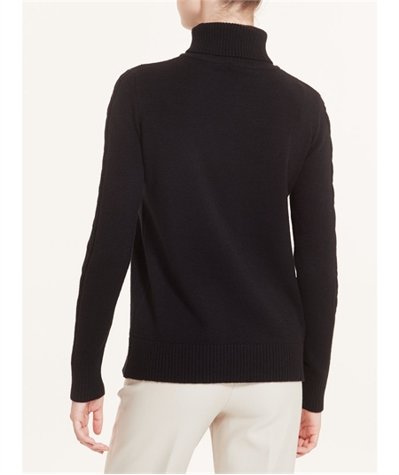 Ragno Maglia dolcevita con trecce in calda EcoViscosa Art. DA95MV Nero
