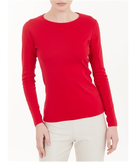 Maglia sottogiacca girocollo in caldo cotone Biologico. Art 274AB Colore Rosso 170