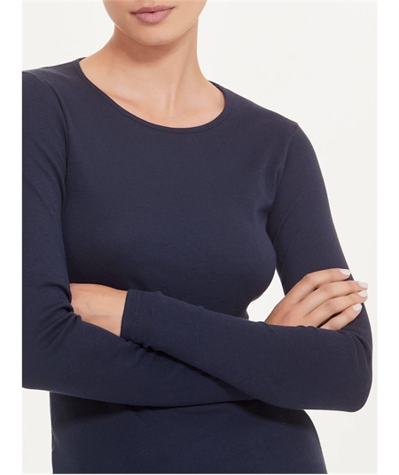 Maglia sottogiacca girocollo in caldo cotone Biologico. Art D274AB - Colore  Bleu 078