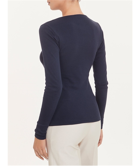 Maglia sottogiacca girocollo in caldo cotone Biologico. Art D274AB - Colore  Bleu 078