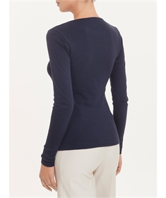 Maglia sottogiacca girocollo in caldo cotone Biologico. Art D274AB - Colore  Bleu 078