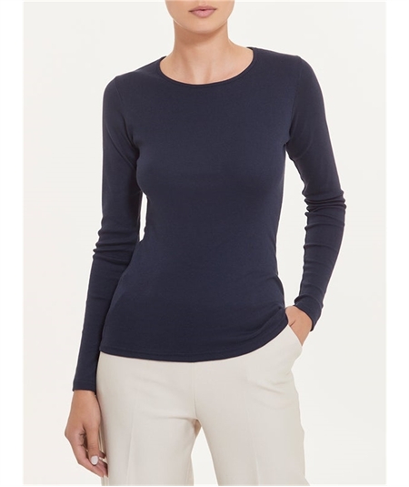 Maglia sottogiacca girocollo in caldo cotone Biologico. Art D274AB - Colore  Bleu 078