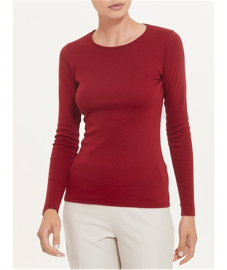 Maglia sottogiacca girocollo in caldo cotone Biologico. Art 274AB Colore Cardinale 747