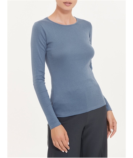 Maglia sottogiacca girocollo in caldo cotone Biologico. Art 274AB Colore Blue Eyes 827