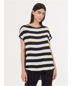 Ragno DD65TX Maglia fantasia manica a kimono in Jersey e Satin di viscosa strech Fantasia Nero 020F