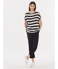 Ragno DD65TX Maglia fantasia manica a kimono in Jersey e Satin di viscosa strech Fantasia Nero 020F