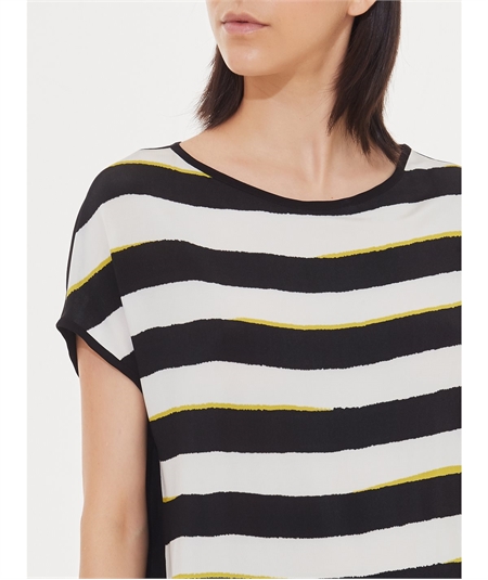 Ragno DD65TX Maglia fantasia manica a kimono in Jersey e Satin di viscosa strech Fantasia Nero 020F