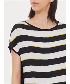 Ragno DD65TX Maglia fantasia manica a kimono in Jersey e Satin di viscosa strech Fantasia Nero 020F