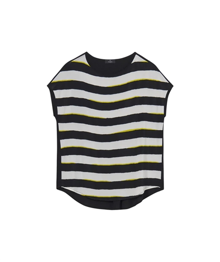 Ragno DD65TX Maglia fantasia manica a kimono in Jersey e Satin di viscosa strech Fantasia Nero 020F