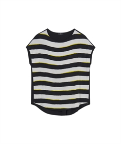 Ragno DD65TX Maglia fantasia manica a kimono in Jersey e Satin di viscosa strech Fantasia Nero 020F