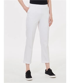 Ragno DC70PP - Pantalone dritto con tasche a filo e risvolto in cotone strech. Colore: Bianco 010