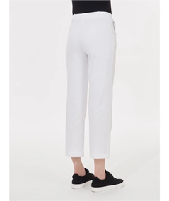 Ragno DC70PP - Pantalone dritto con tasche a filo e risvolto in cotone strech. Colore: Bianco 010