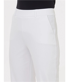 Ragno DC70PP - Pantalone dritto con tasche a filo e risvolto in cotone strech. Colore: Bianco 010