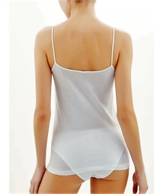 Ragno 70112E Top donna intimo Filo di Scozia spallina stretta con pizzo macramè