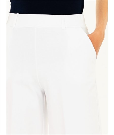 D293P4 - Pantalone Estivo Donna Ragno in Cotone con Tasche Compact Wide Leg. Colore: Bianco 010