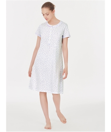 Ragno DC42NK Camicia notte manica corta in jersey di puro cotone - Fantasia Iris 055F