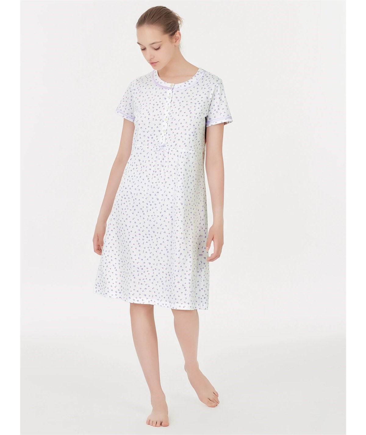 Ragno DC42NK Camicia notte manica corta in jersey di puro cotone - Fantasia Iris 055F