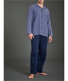 Ragno N2070- Pigiama lungo tutto aperto in tessuto tela di puro cotone - Fantasia Notturno 115F