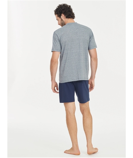 Ragno U470ND - Pigiama corto girocollo serafino in jersey di puro cotone. Fantasia Notte 139F