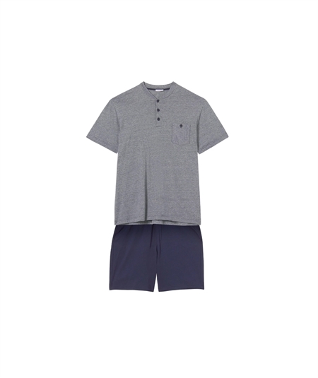 Ragno U470ND - Pigiama corto girocollo serafino in jersey di puro cotone. Fantasia Notte 139