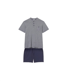 Ragno U470ND - Pigiama corto girocollo serafino in jersey di puro cotone. Fantasia Notte 139