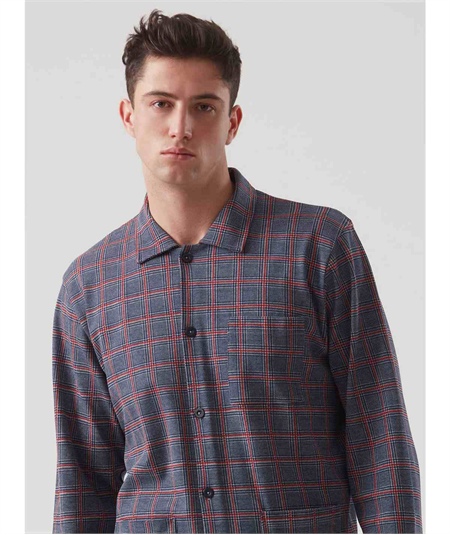 Ragno - U533N7 Pigiama aperto con collo camicia in caldo cotone invernale e viscosa. Fantasi Fumo Melange 104 MF Ragno - U533N7 Pigiama aperto con collo camicia in caldo cotone invernale e viscosa. Fantasi Fumo Melange 104 MF