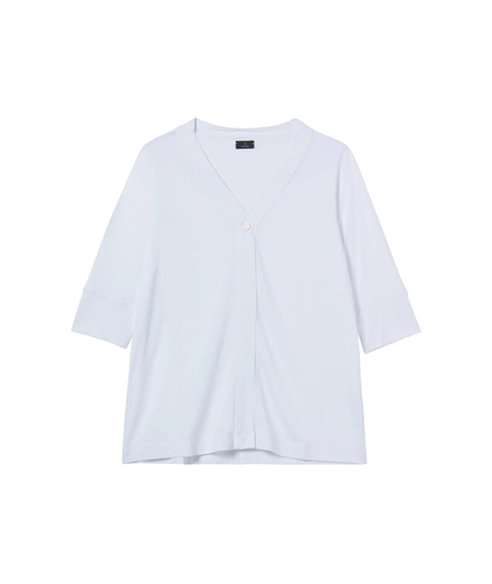 Ragno D424XI Cardigan manica 3/4 in crêpe di viscosa stretch - Colore: Bianco 010