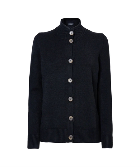 Ragno - DA73MT Cardigan collo alto con bottoni in misto viscosa. Colore Nero 020 Ragno - DA73MT Cardigan collo alto con bottoni in misto viscosa. Colore Nero 020