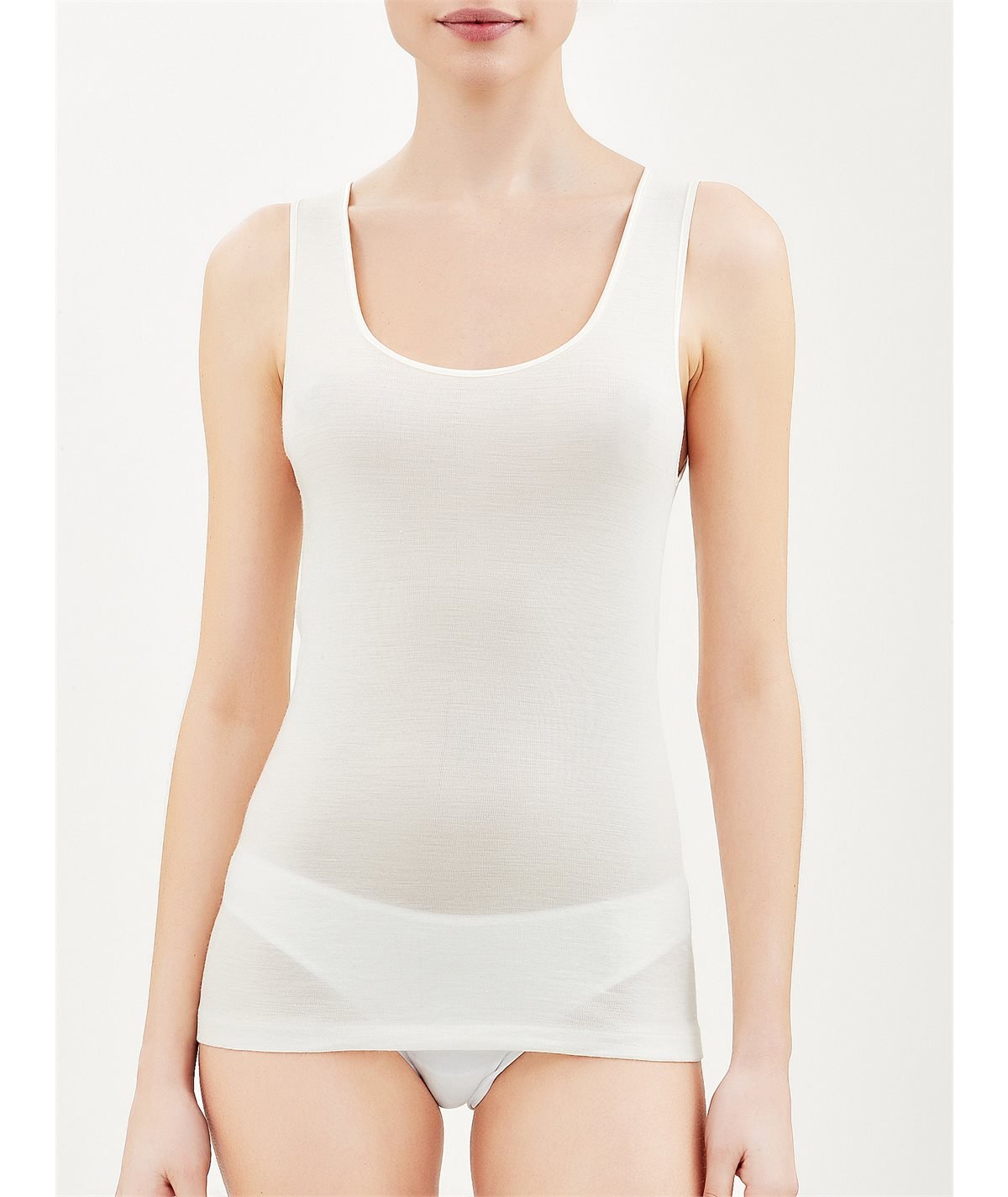 Ragno Art 074022 - Canotta intima donna spalla larga lana merino e seta. Colore: Bianco lana 002