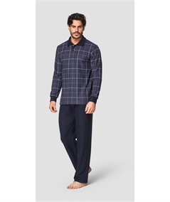 Jamas IJ 9182 - Pigiama collo polo in punto milano a fantasia. Colore:  Fantasia Blu