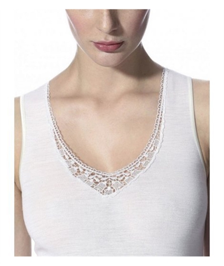 Canotta intima donna Ragno spalla larga in pura lana merino extrafine. Art. 073092