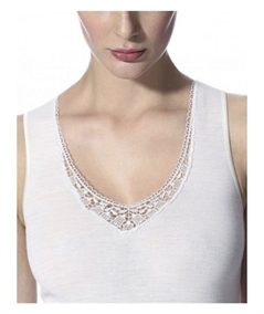 Canotta intima donna Ragno spalla larga in pura lana merino extrafine. Art. 073092