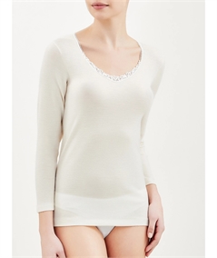 Ragno 07309A - Maglia intima donna manica lunga in pura lana merino extrafine.