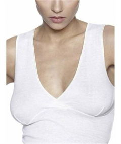 Canotta intima donna Ragno spalla larga con forma del seno in lana merino e cotone. Art 072454