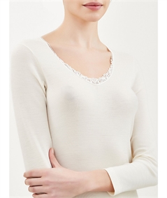 Ragno 07309A - Maglia intima donna manica lunga in pura lana merino extrafine