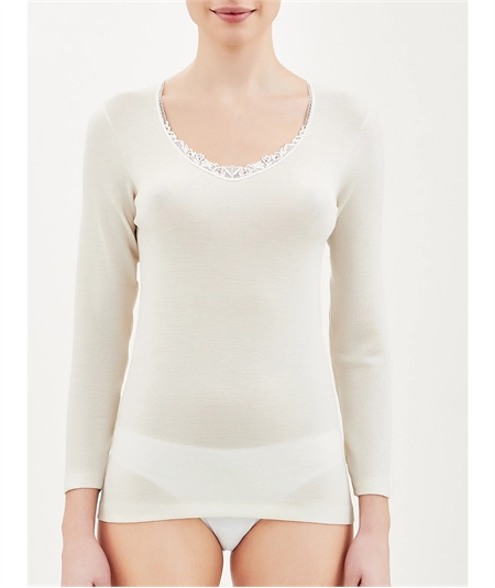 Ragno 07309A - Maglia intima donna manica lunga in pura lana merino extrafine