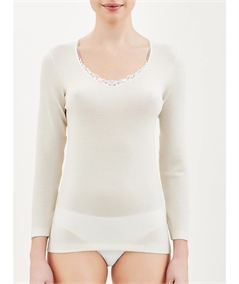 Ragno 07309A - Maglia intima donna manica lunga in pura lana merino extrafine