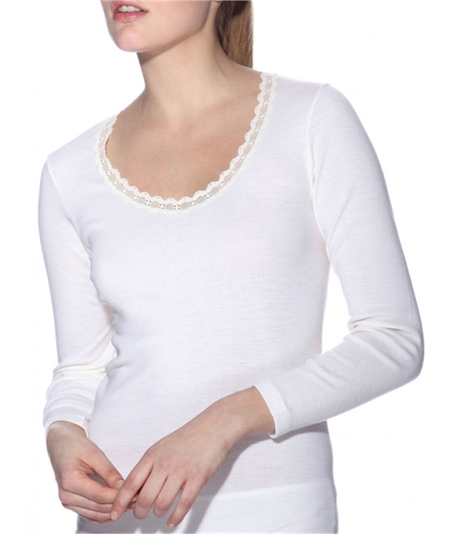 Ragno 07309A - Maglia intima donna manica lunga in pura lana merino extrafine.