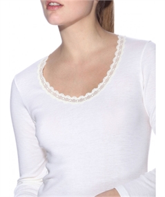 Ragno 07309A - Maglia intima donna manica lunga in pura lana merino extrafine.