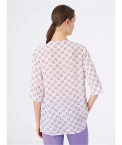 Ragno DG80SW - Blusa scollo a V manica 3/4 in georgette di Viscosa - Fantasia Bianco 010F